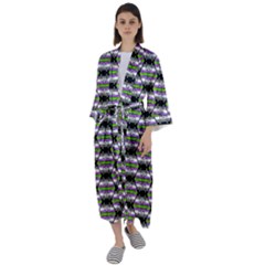 Hackers Town Void Mantis Hexagon Agender Nine 9 Stripe Pride Flag Maxi Satin Kimono by WetdryvacsLair