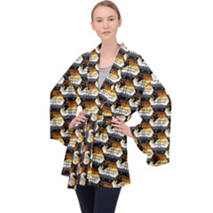 Hackers Town Void Mantis Hexagon Bear Pride Flag Long Sleeve Velvet Kimono  by WetdryvacsLair