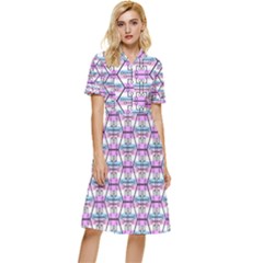 Hackers Town Void Mantis Hexagon Bigender Pride Flag Button Top Knee Length Dress by WetdryvacsLair