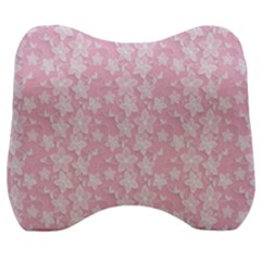 Pink-floral-background Velour Head Support Cushion by Jancukart