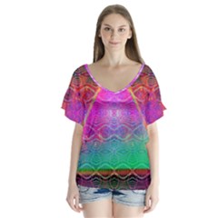 Trinfinity V-neck Flutter Sleeve Top by Thespacecampers