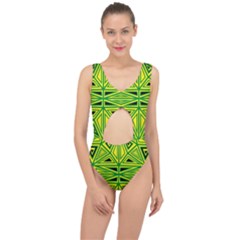Abstract Pattern Geometric Backgrounds Center Cut Out Swimsuit by Eskimos