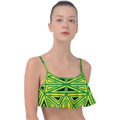 Abstract Pattern Geometric Backgrounds Frill Bikini Top by Eskimos