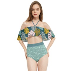 Tropical Polka Plants 8 Halter Flowy Bikini Set  by flowerland