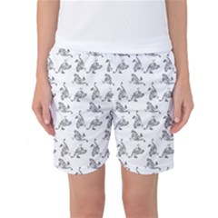 Robot Dog Drawing Motif Pattern Women s Basketball Shorts by dflcprintsclothing