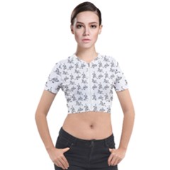 Robot Dog Drawing Motif Pattern Short Sleeve Cropped Jacket by dflcprintsclothing