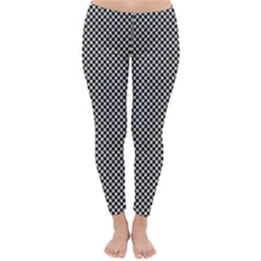 Small Black And White Watercolor Checkerboard Chess Classic Winter Leggings by PodArtist