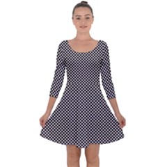 Small Black And White Watercolor Checkerboard Chess Quarter Sleeve Skater Dress by PodArtist
