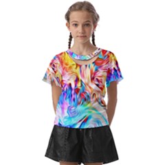 Background-drips-fluid-colorful- Kids  Front Cut Tee by Jancukart