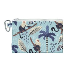 Tropical-leaves-seamless-pattern-with-monkey Canvas Cosmetic Bag (medium) by nate14shop