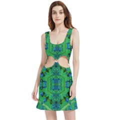 Vines Of Beautiful Flowers On A Painting In Mandala Style Velvet Cutout Dress by pepitasart