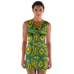 Abstract Pattern Geometric Backgrounds Wrap Front Bodycon Dress by Eskimos