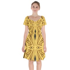 Abstract Pattern Geometric Backgrounds Short Sleeve Bardot Dress by Eskimos