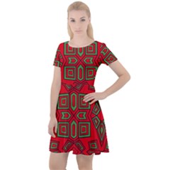 Abstract Pattern Geometric Backgrounds Cap Sleeve Velour Dress  by Eskimos