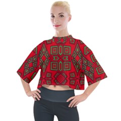 Abstract Pattern Geometric Backgrounds Mock Neck Tee by Eskimos