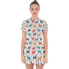 Animal-seamless-vector-pattern-of-dog-kannaa Drop Hem Mini Chiffon Dress by nate14shop