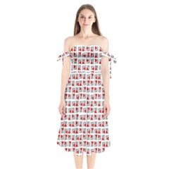 Spanish Love Phrase Motif Pattern Shoulder Tie Bardot Midi Dress by dflcprintsclothing