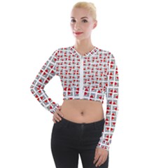 Spanish Love Phrase Motif Pattern Long Sleeve Cropped Velvet Jacket by dflcprintsclothing