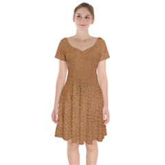 Leather Brown  Short Sleeve Bardot Dress by artworkshop