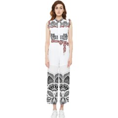 Im Fourth Dimension Black White Women s Frill Top Chiffon Jumpsuit by imanmulyana