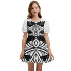 Im Fourth Dimension Black White 6 Kids  Short Sleeve Dolly Dress by imanmulyana