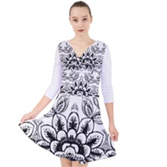 Im Fourth Dimension Black White 10 Quarter Sleeve Front Wrap Dress by imanmulyana