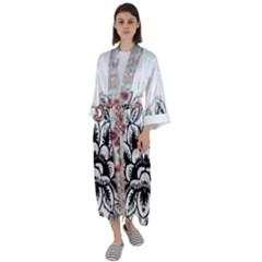 Im Fourth Dimension Black White 10 Maxi Satin Kimono by imanmulyana