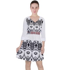 Im Fourth Dimension Black White 12 Quarter Sleeve Ruffle Waist Dress by imanmulyana