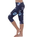 Eyes Evil Eye Blue Pattern Design Kids  Lightweight Velour Capri Leggings  View2