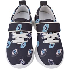 Eyes Evil Eye Blue Pattern Design Kids  Velcro Strap Shoes by artworkshop