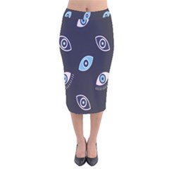 Eyes Evil Eye Blue Pattern Design Velvet Midi Pencil Skirt by artworkshop