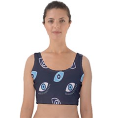 Eyes Evil Eye Blue Pattern Design Velvet Crop Top by artworkshop