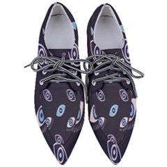 Eyes Evil Eye Blue Pattern Design Pointed Oxford Shoes by artworkshop