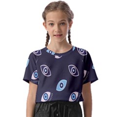 Eyes Evil Eye Blue Pattern Design Kids  Basic Tee by artworkshop