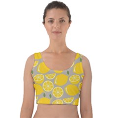 Lemon Pattern Velvet Crop Top by artworkshop