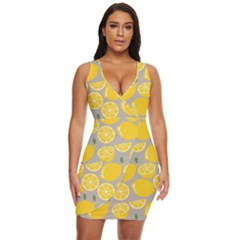 Lemon Pattern Draped Bodycon Dress by artworkshop