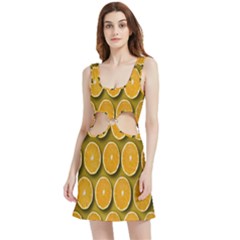 Oranges Slices  Pattern Velvet Cutout Dress by artworkshop