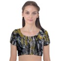 Rock Wall Crevices Geology Pattern Shapes Texture Velvet Short Sleeve Crop Top  View1