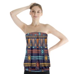 Bohemian-ethnic-seamless-pattern-with-tribal-stripes Strapless Top by Wegoenart