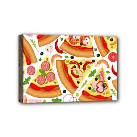 Pizza Love Mini Canvas 6  X 4  (stretched) by designsbymallika