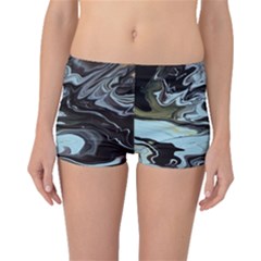 Abstract Painting Black Boyleg Bikini Bottoms by nateshop