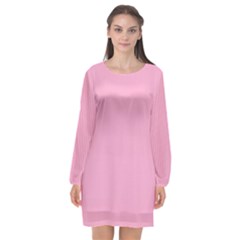 Background Pink Modern Long Sleeve Chiffon Shift Dress  by nateshop