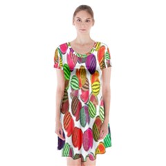 Watermelon Short Sleeve V-neck Flare Dress by nateshop