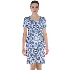 Blue-design Short Sleeve Nightdress by nateshop