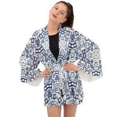 Blue-design Long Sleeve Kimono by nateshop