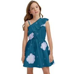 Clouds Kids  One Shoulder Party Dress by nateshop