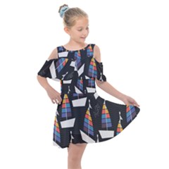 Non-seamless Kids  Shoulder Cutout Chiffon Dress by nateshop