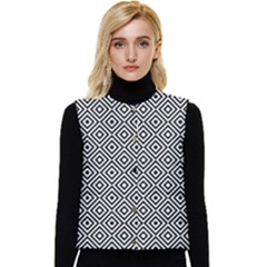 Square-black Women s Short Button Up Puffer Vest by nateshop