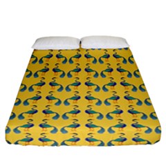 Textile-peacock Fitted Sheet (california King Size) by nateshop