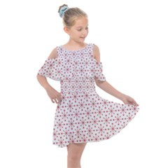 Pattern Christmas Pattern Red Stars Kids  Shoulder Cutout Chiffon Dress by Sapixe